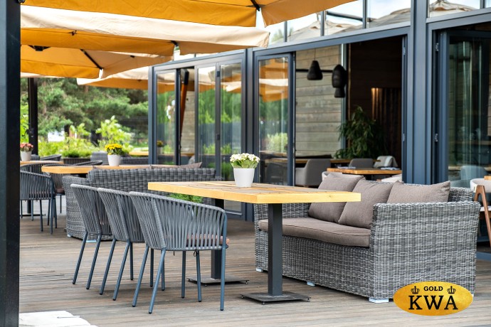 "Бордо" стул плетеный из роупа, каркас алюминий темно-серый (RAL7024) шагрень, роуп серый 15мм, ткань серая