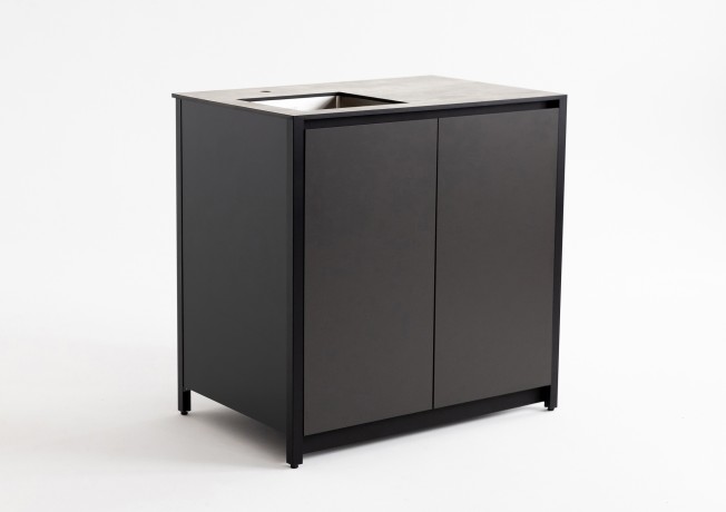 Шкаф напольный с мойкой Lounge D-04S-L, 90 см, черный/серый каспий