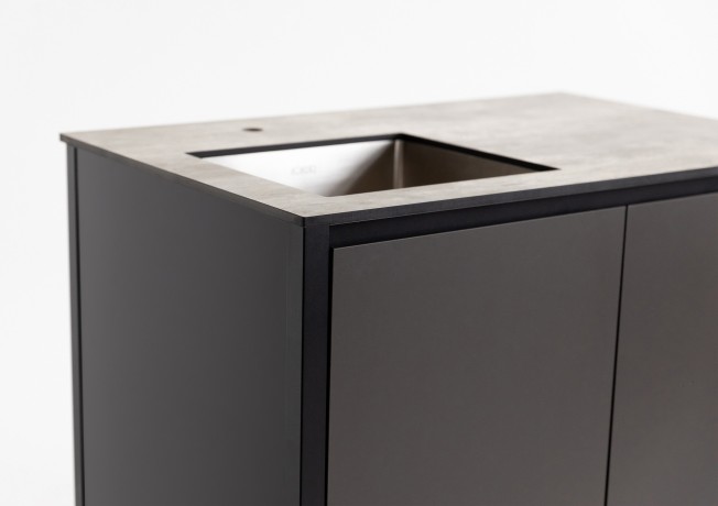 Шкаф напольный с мойкой Lounge D-04S-L, 90 см, черный/серый каспий