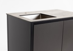 Шкаф напольный с мойкой Lounge D-04S-L, 90 см, черный/серый каспий