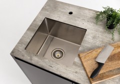 Шкаф напольный с мойкой Lounge D-04S-L, 90 см, черный/серый каспий