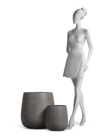 Кашпо TREEZ Effectory Beton Design-Чаша Тёмно-серый бетон в-50 см, д-49 см