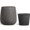 Кашпо TREEZ Effectory Beton Design-Чаша Тёмно-серый бетон в-50 см, д-49 см
