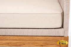 "Канны" левый модуль плетеный из роупа, основание дуб, роуп бежевый круглый, ткань бежевая 035