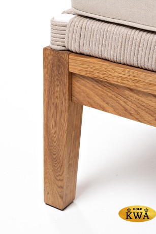 "Канны" левый модуль плетеный из роупа, основание дуб, роуп бежевый круглый, ткань бежевая 035