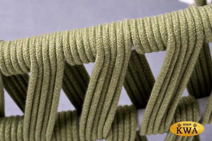 "Диего" стул плетеный из роупа, каркас из стали светло-серый (RAL7035) шагрень, роуп салатовый меланж круглый, ткань светло-серая