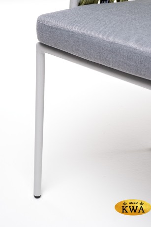 "Диего" стул плетеный из роупа, каркас из стали светло-серый (RAL7035) шагрень, роуп салатовый меланж круглый, ткань светло-серая