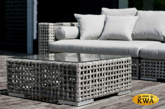 Канти столик плетеный кофейный из искусственного ротанга, цвет серый