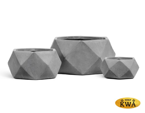 Кашпо TREEZ ERGO Rombo Низкая чаша Светло-серый камень д-41, в-21 см