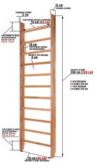Шведская стенка деревянная из ламельного бука - БУК СТАНДАРТ - Т - БП (стенка + турник + брусья с подлокотниками)