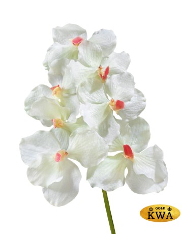 Орхидея Ванда белая с роз. сердцевинкой в-36 см 7 цв 12/48