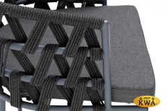 &quot;Диего&quot; стул плетеный из роупа, каркас из стали серый (RAL7022), роуп темно-серый круглый, ткань серая