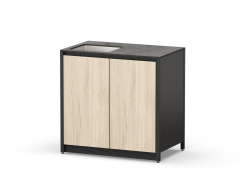 Шкаф напольный с мойкой Lounge D-04S-L, 90 см, дуб сонома/черный мрамор