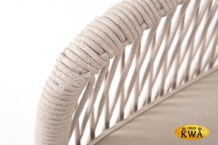 "Канны" правый модуль плетеный из роупа, основание дуб, роуп бежевый круглый, ткань бежевая 035