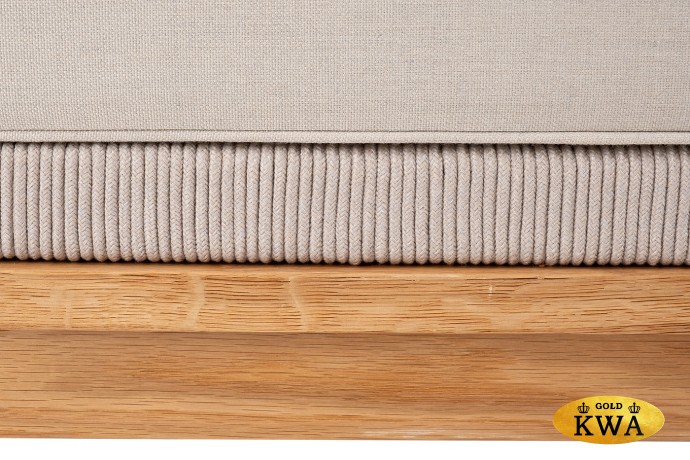 "Канны" правый модуль плетеный из роупа, основание дуб, роуп бежевый круглый, ткань бежевая 035