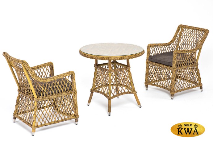 "Эспрессо–80 L" обеденная группа плетеная, цвет соломенный