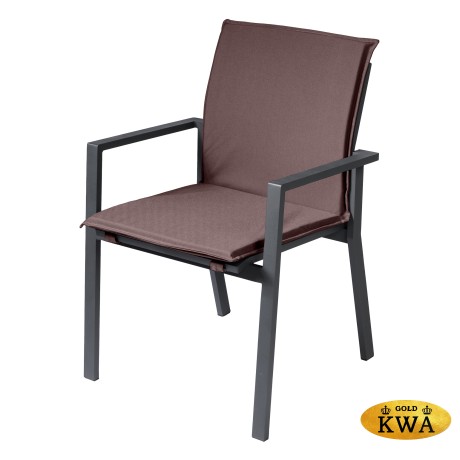 Стул садовый из алюминия Лагуна с двумя подлокотниками и матрасиком G101.0Е04 шоколад/антрацит