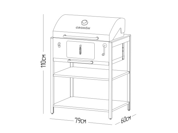Барбекю гриль Lounge B-05B, 79 см, черный/серый каспий