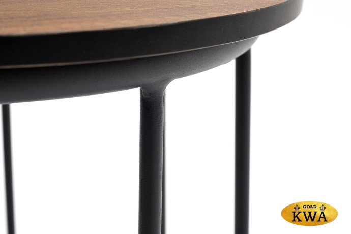 "Эквадор" журнальный стол из HPL круглый Ø40 H55, каркас из алюминия серый (RAL 7024) муар, цвет столешницы "дуб"