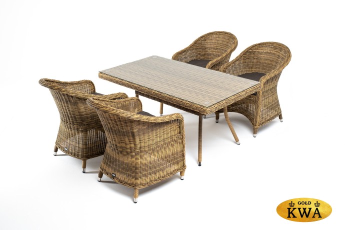 "Латте–140 R" обеденная группа плетеная, цвет соломенный