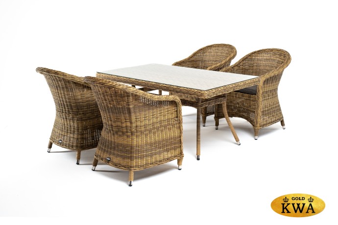 "Латте–140 R" обеденная группа плетеная, цвет соломенный