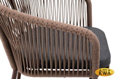"Марсель" стул плетеный из роупа, каркас алюминий коричневый (RAL8016) шагрень, роуп коричневый круглый, ткань темно-серая 027
