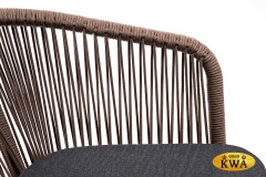 "Марсель" стул плетеный из роупа, каркас алюминий коричневый (RAL8016) шагрень, роуп коричневый круглый, ткань темно-серая 027