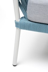 &quot;Диего&quot; диван 2-местный плетеный из роупа, каркас алюминий светло-серый (RAL7035) шагрень, роуп бирюзовый круглый, ткань светло-серая