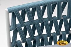 &quot;Диего&quot; диван 2-местный плетеный из роупа, каркас алюминий светло-серый (RAL7035) шагрень, роуп бирюзовый круглый, ткань светло-серая