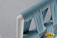 &quot;Диего&quot; диван 2-местный плетеный из роупа, каркас алюминий светло-серый (RAL7035) шагрень, роуп бирюзовый круглый, ткань светло-серая