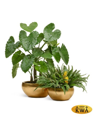 Кашпо TREEZ Effectory Metal Низкая полусфера Сусальное золото в-20 см, д-40 см