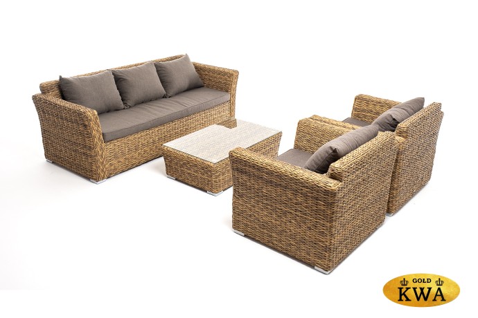 "Капучино" лаунж-зона из искусственного ротанга (гиацинт), цвет соломенный