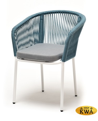 "Люксембург" стул плетеный из роупа, каркас из стали бежево-серый (RAL7006) муар, роуп коричневый круглый, ткань Mossle бежевая