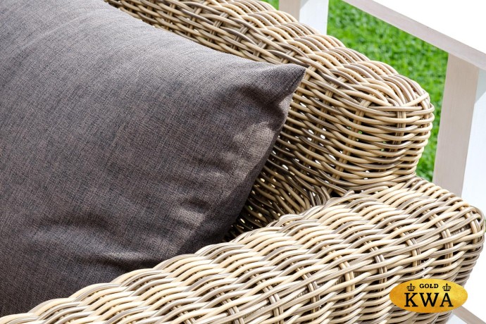 "Капучино" диван из искусственного ротанга трехместный, цвет соломенный