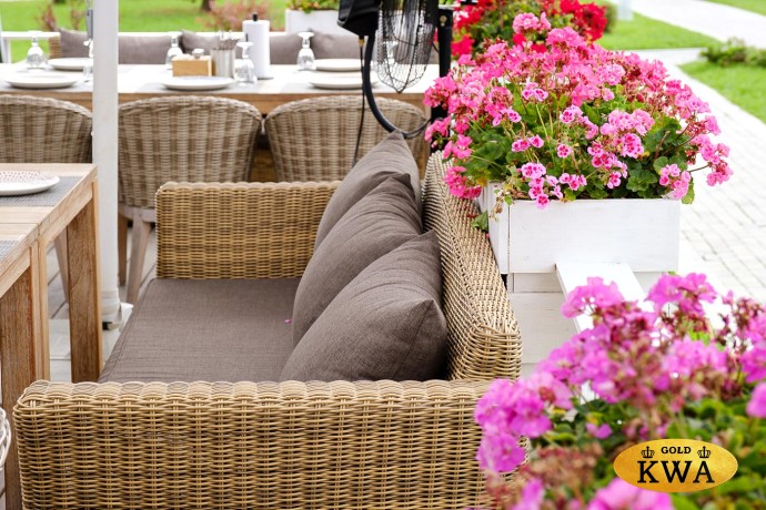 "Капучино" диван из искусственного ротанга трехместный, цвет соломенный