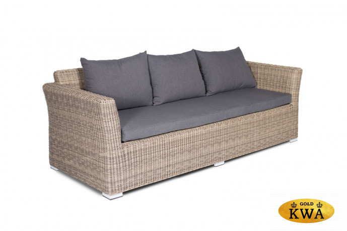 "Капучино" диван из искусственного ротанга трехместный, цвет соломенный