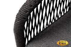 &quot;Канны&quot; кресло плетеное из роупа, каркас алюминий темно-серый (RAL7024) шагрень, роуп темно-серый круглый, ткань темно-серая