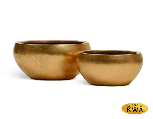 Кашпо TREEZ Effectory Metal Низкая полусфера Сусальное золото в-24 см, д-50 см