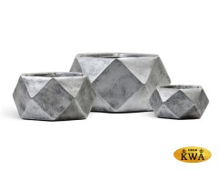 Кашпо TREEZ ERGO Rombo Низкая чаша-многогранник Состаренное серебро д-58, в-28 см