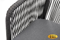 &quot;Марсель&quot; стул плетеный из роупа, каркас алюминий белый шагрень, роуп серый круглый, ткань серая