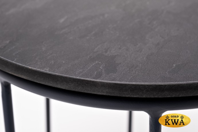 "Эквадор" журнальный стол из HPL круглый Ø40 H55, каркас из алюминия серый (RAL 7024) муар, цвет столешницы "серый гранит"