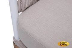 &quot;Диего&quot; кресло плетеное из роупа, основание дуб, каркас алюминий светло-серый (RAL7035) шагрень, роуп бежевый круглый, ткань бежевая 052