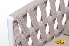 &quot;Диего&quot; кресло плетеное из роупа, основание дуб, каркас алюминий светло-серый (RAL7035) шагрень, роуп бежевый круглый, ткань бежевая 052