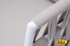 &quot;Диего&quot; кресло плетеное из роупа, основание дуб, каркас алюминий светло-серый (RAL7035) шагрень, роуп бежевый круглый, ткань бежевая 052