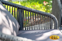 &quot;Канны&quot; кресло плетеное из роупа, каркас алюминий темно-серый (RAL7024) шагрень, роуп темно-серый круглый, ткань Savana Grafit