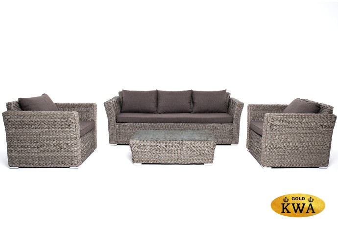 "Капучино" лаунж-зона из искусственного ротанга (гиацинт), цвет серый