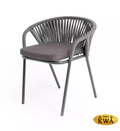 "Женева" плетеный стул из синтетических лент, цвет серый, плоская веревка