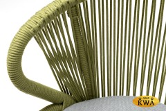 "Милан" стул плетеный из роупа, каркас алюминий светло-серый (RAL7035) муар, роуп салатовый меланж круглый, ткань светло-серая