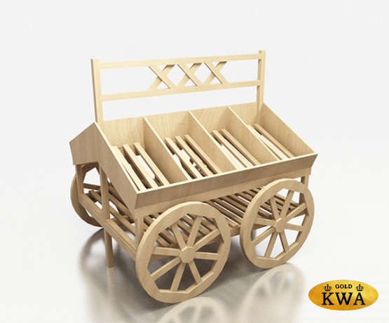 Развал для овощей и фруктов островной в виде телеги