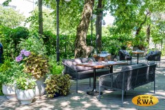 &quot;Канны&quot; диван 2-местный плетеный из роупа, каркас алюминий темно-серый (RAL7024) шагрень, роуп темно-серый круглый, ткань темно-серая